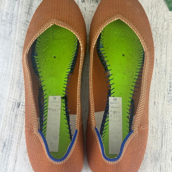 ROTHY'S The Flat Round Toe Knit Comfort Shoe Women Size 6:5 Fawn Tan Fabric - Picture 6 of 8